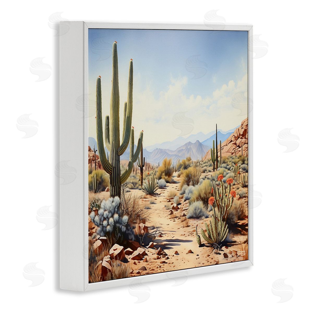 RB Desert Cactus Path White Framed Giclee Wall Art Print