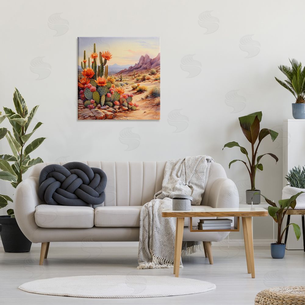 RB Cactus Flower Landscape Canvas Wall Art Print in Room