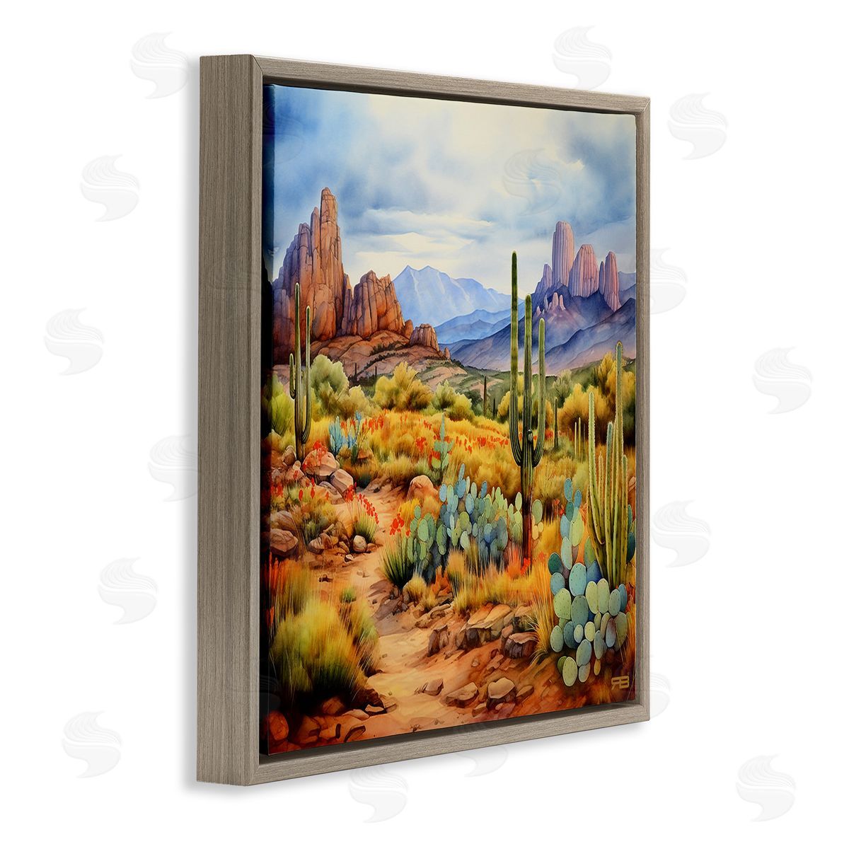 RB Vast Desert Mesa Brown Floating Frame Canvas Wall Art Print