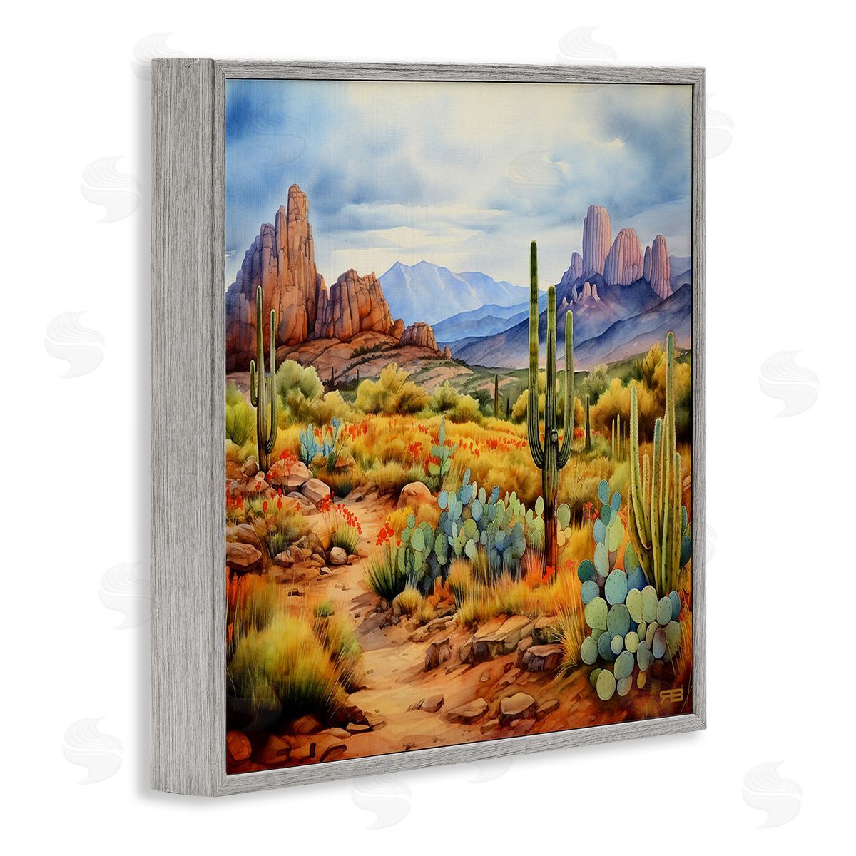 RB Vast Desert Mesa Gray Framed Giclee Wall Art Print