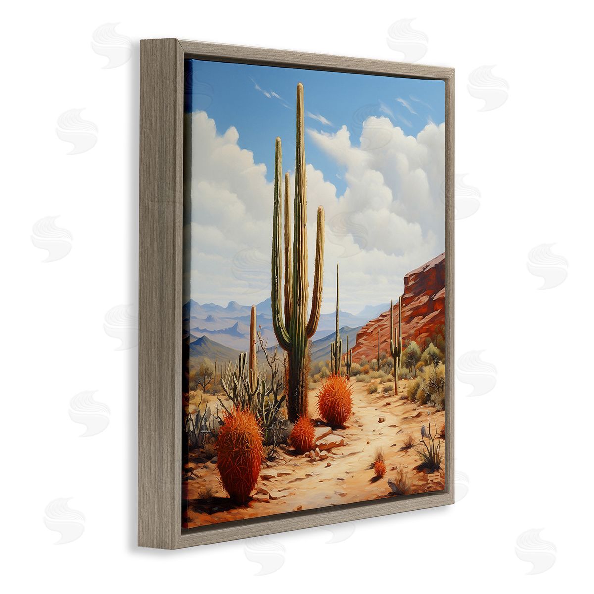 RB Cloudy Desert Path Brown Floating Frame Canvas Wall Art Print