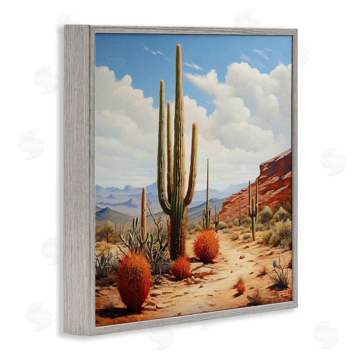 RB Cloudy Desert Path Gray Framed Giclee Wall Art Print