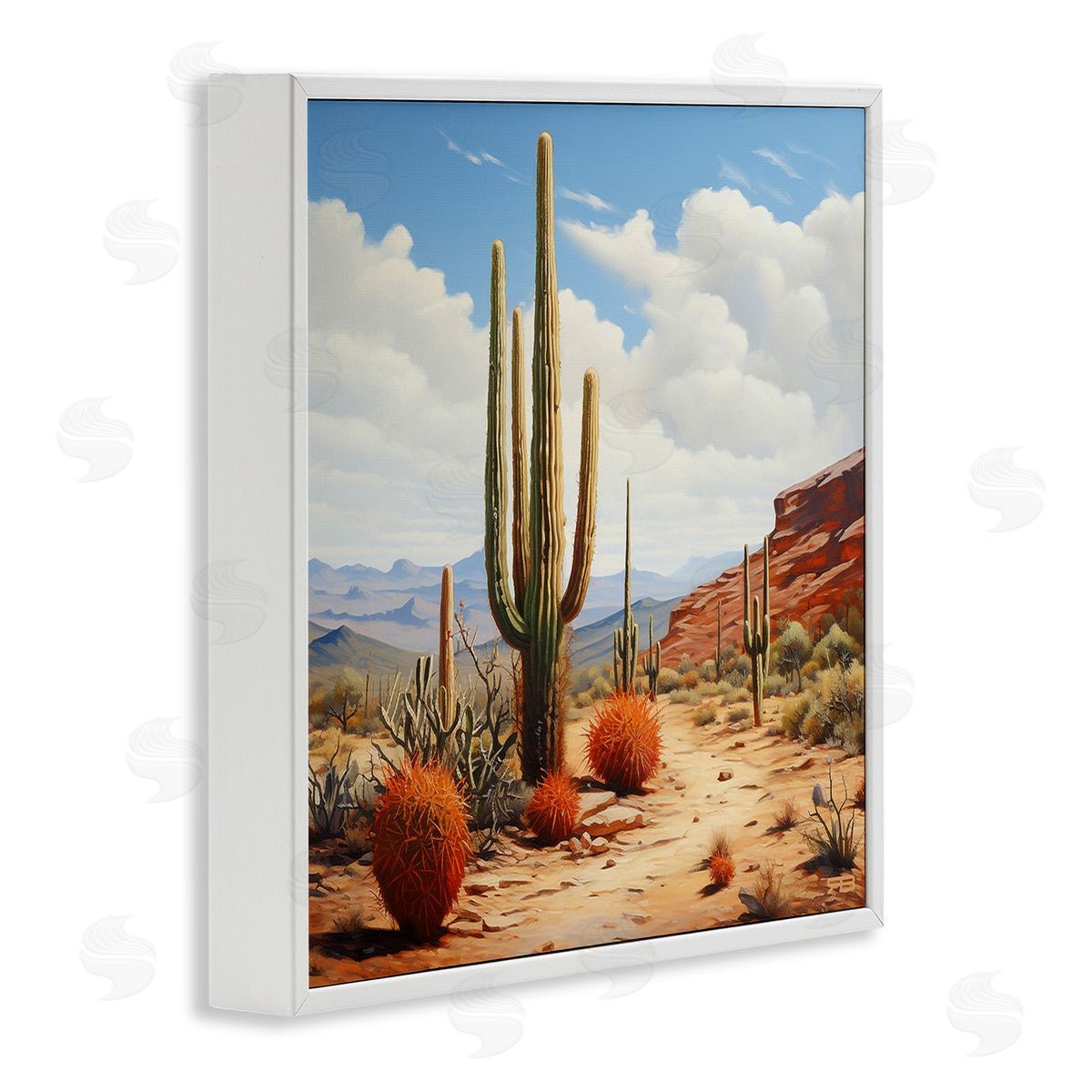 RB Cloudy Desert Path White Framed Giclee Wall Art Print
