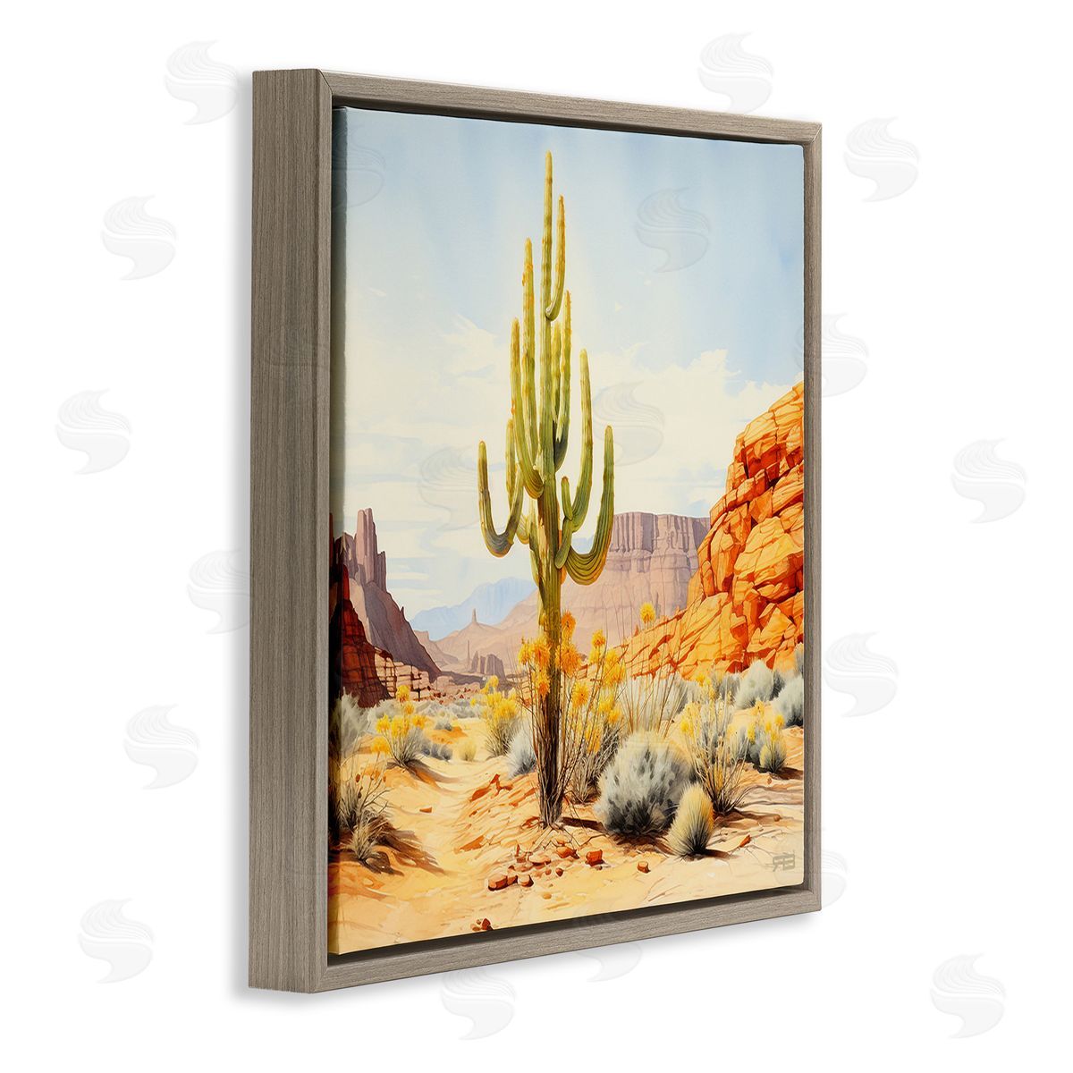 RB Desert Canyon Mesa Brown Floating Frame Canvas Wall Art Print