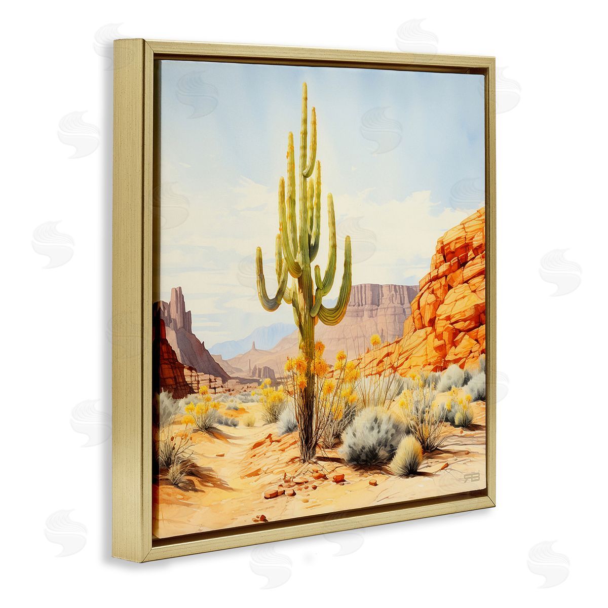 RB Desert Canyon Mesa Gold Floating Frame Canvas Wall Art Print
