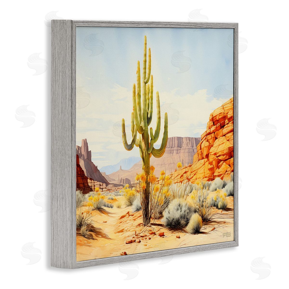 RB Desert Canyon Mesa Gray Framed Giclee Wall Art Print