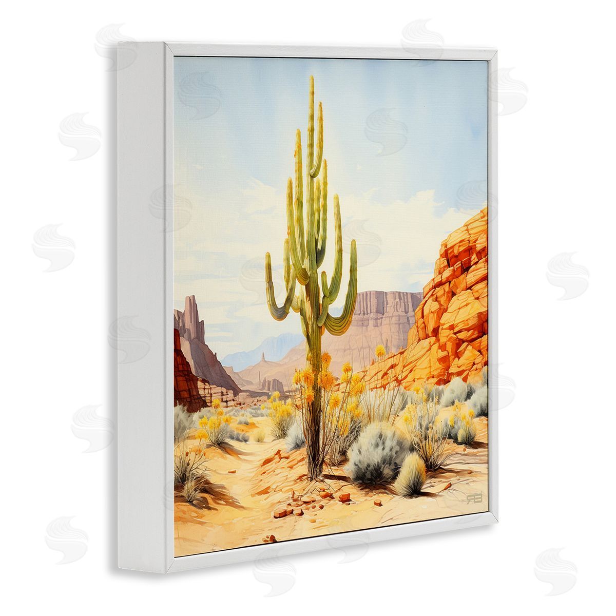 RB Desert Canyon Mesa White Framed Giclee Wall Art Print