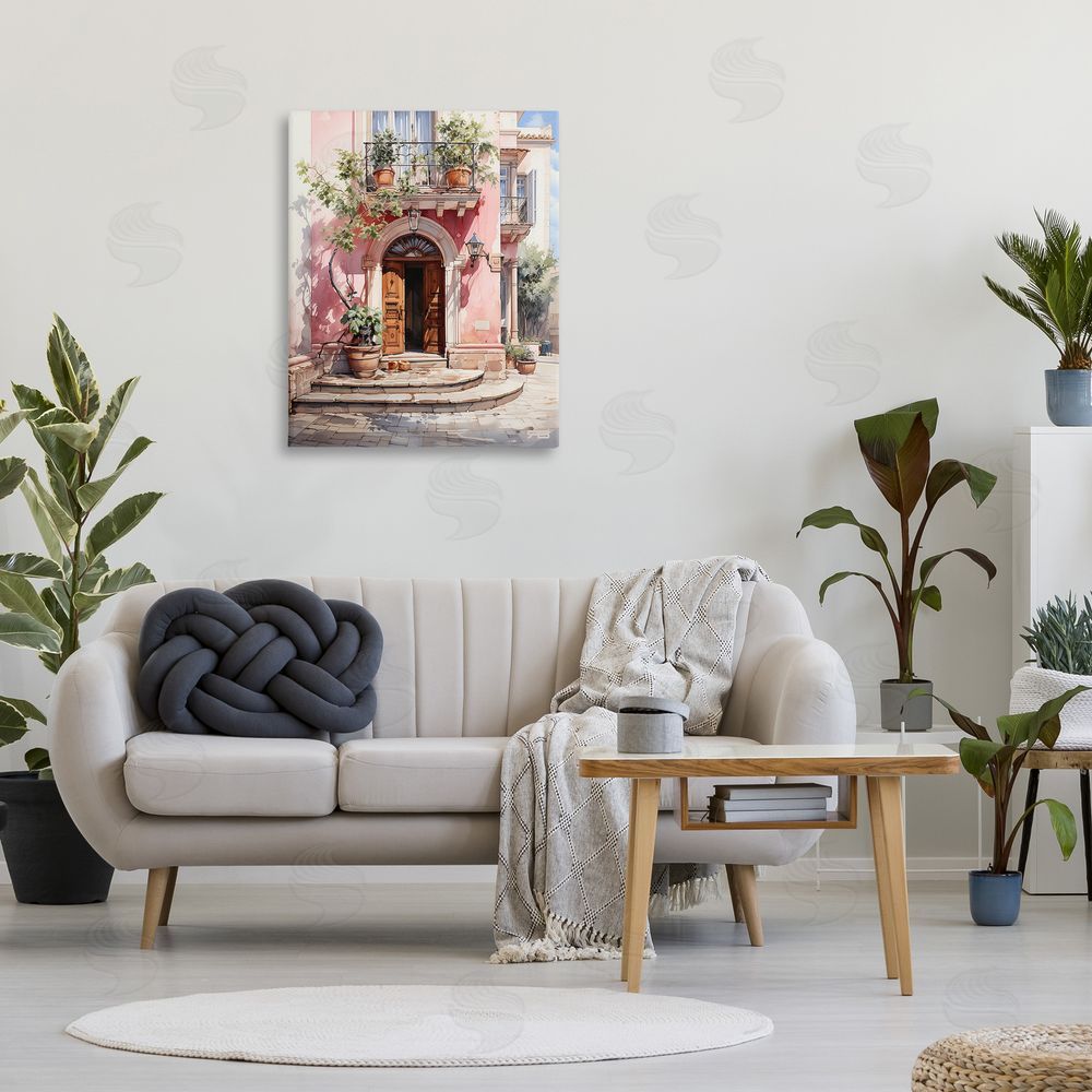 RB European Building Doorway Canvas Wall Art Print in Room