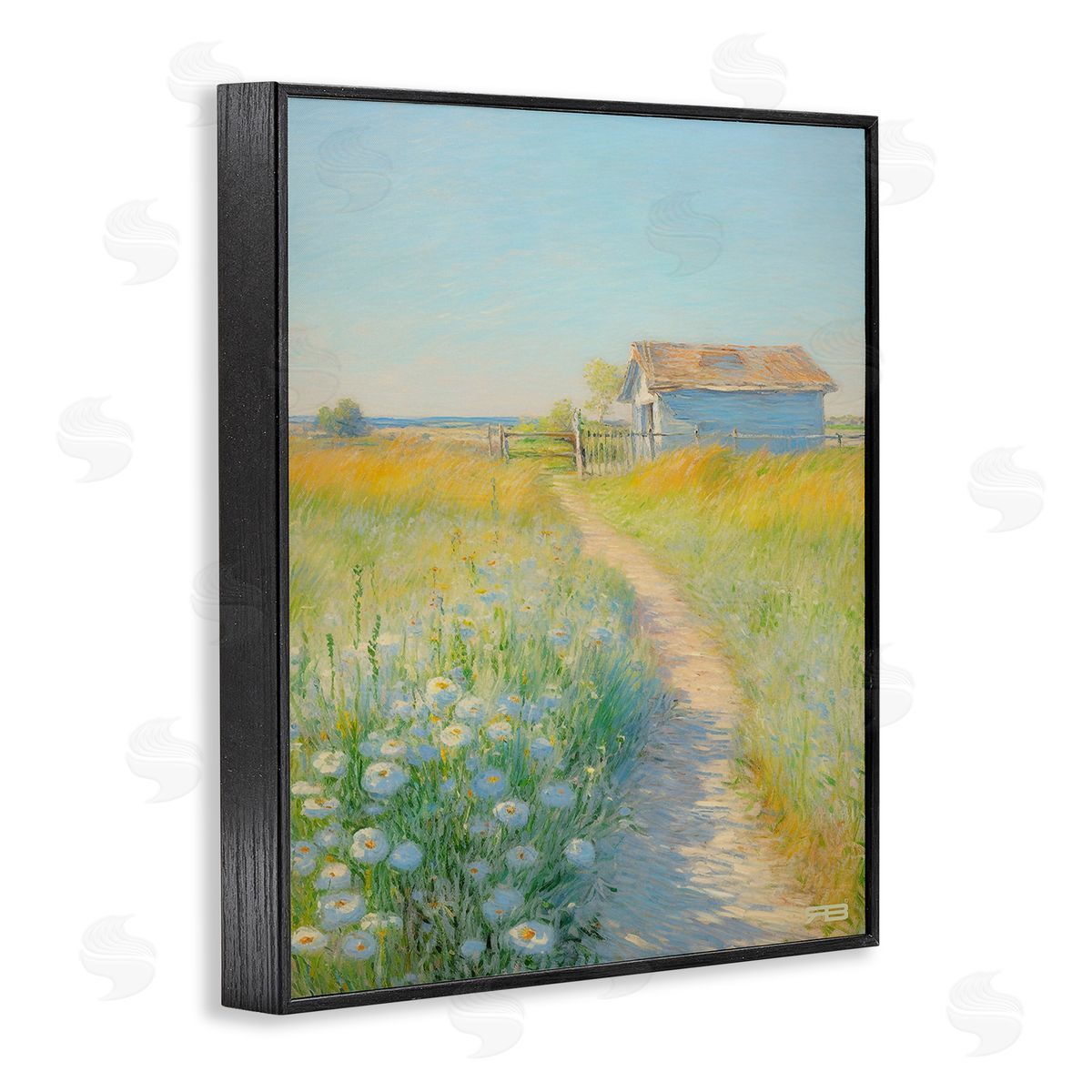 RB Charming Countryside Trail Black Framed Giclee Wall Art Print