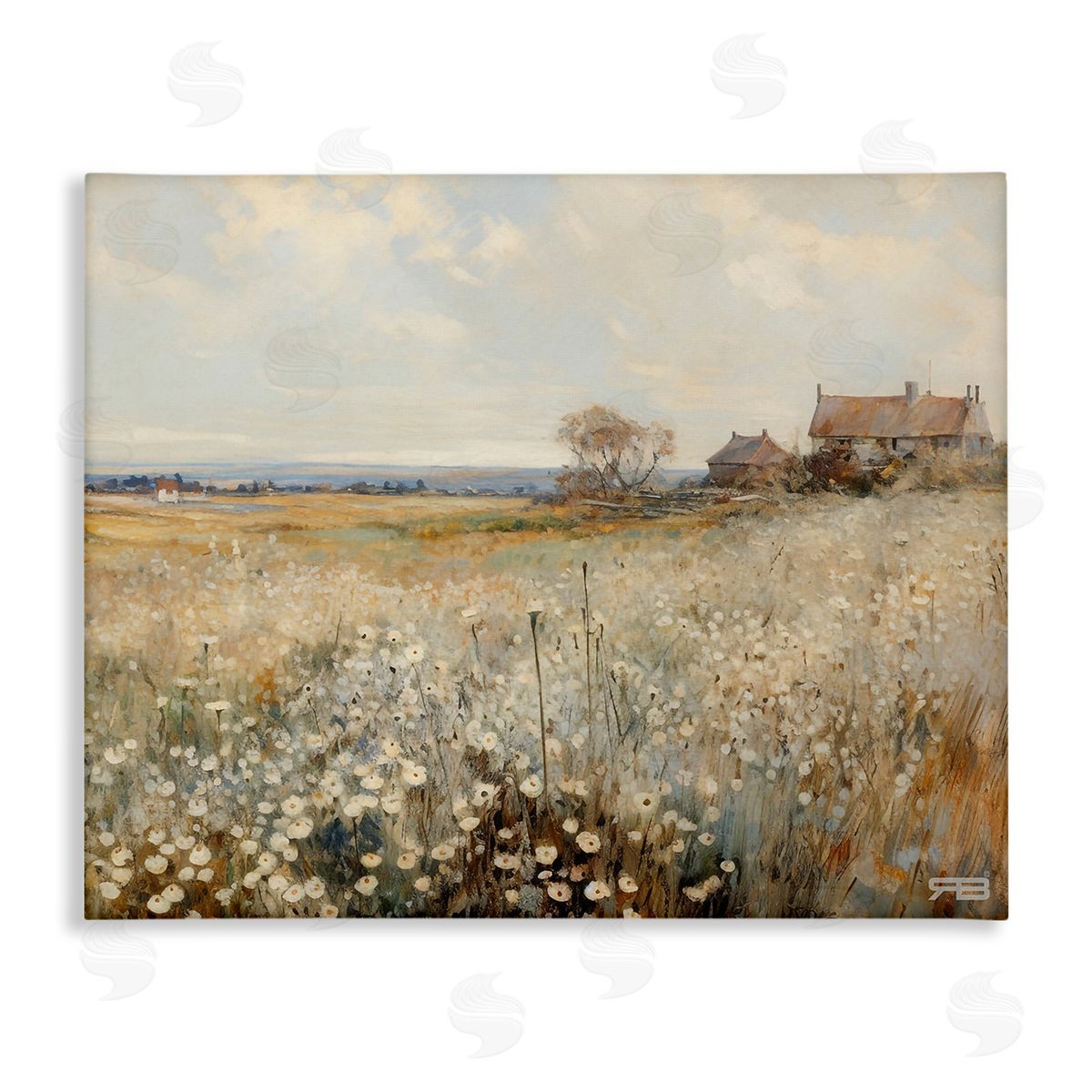 RB Neutral Farmland Meadow Canvas Wall Art Print