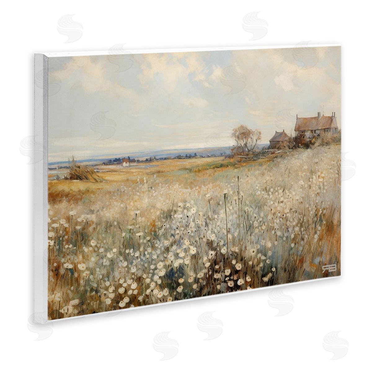 RB Neutral Farmland Meadow Wooden Wall Plaque Art Print