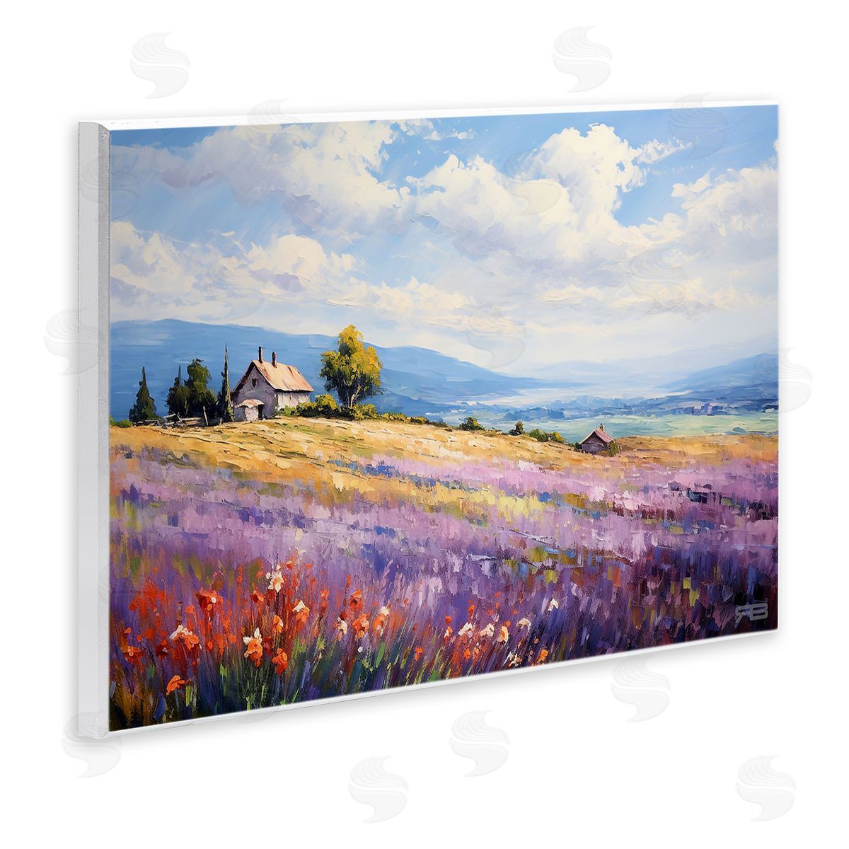 RB Cottage Meadow View Wooden Wall Plaque Art Print