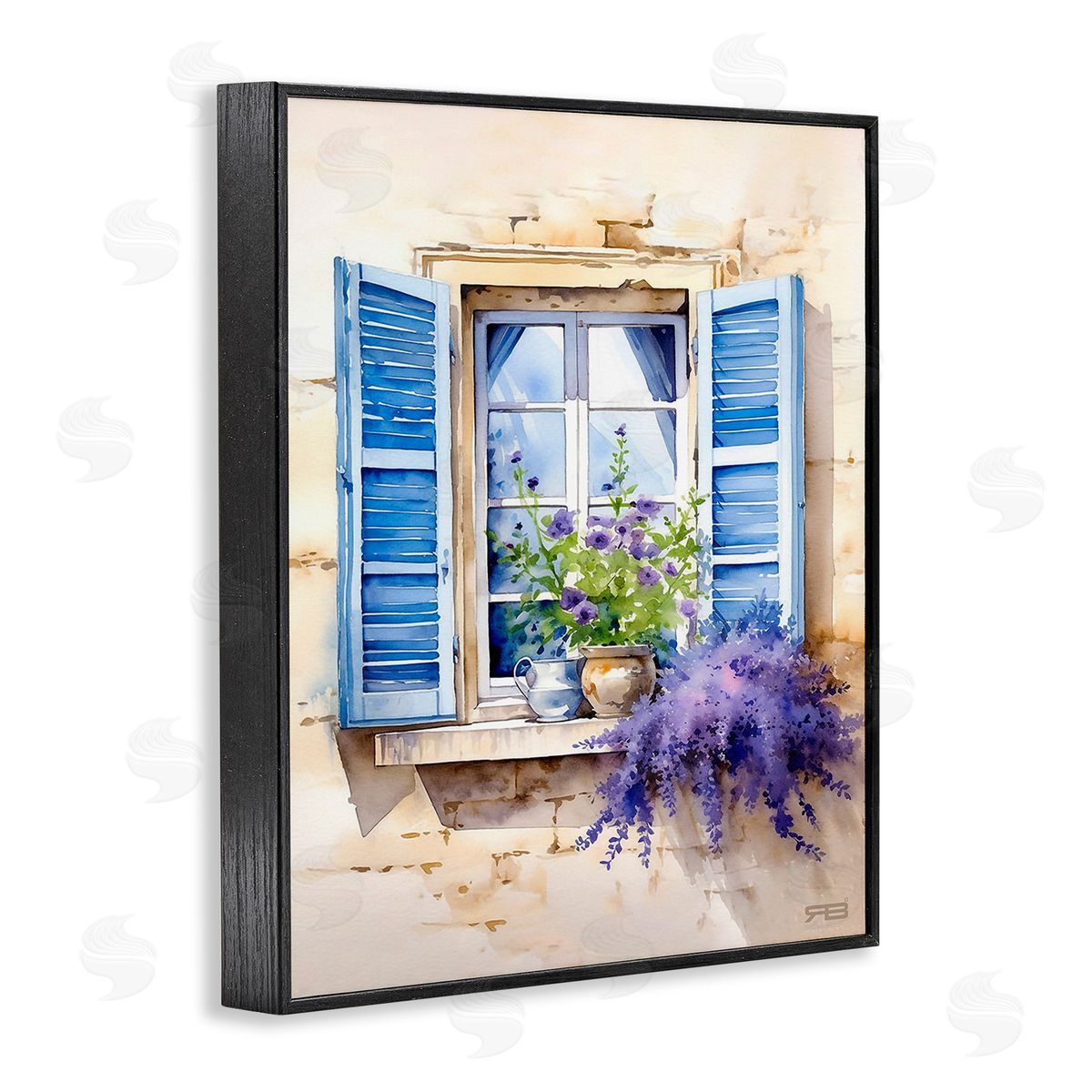 RB Cottage Windowsill Bouquet Black Framed Giclee Wall Art Print