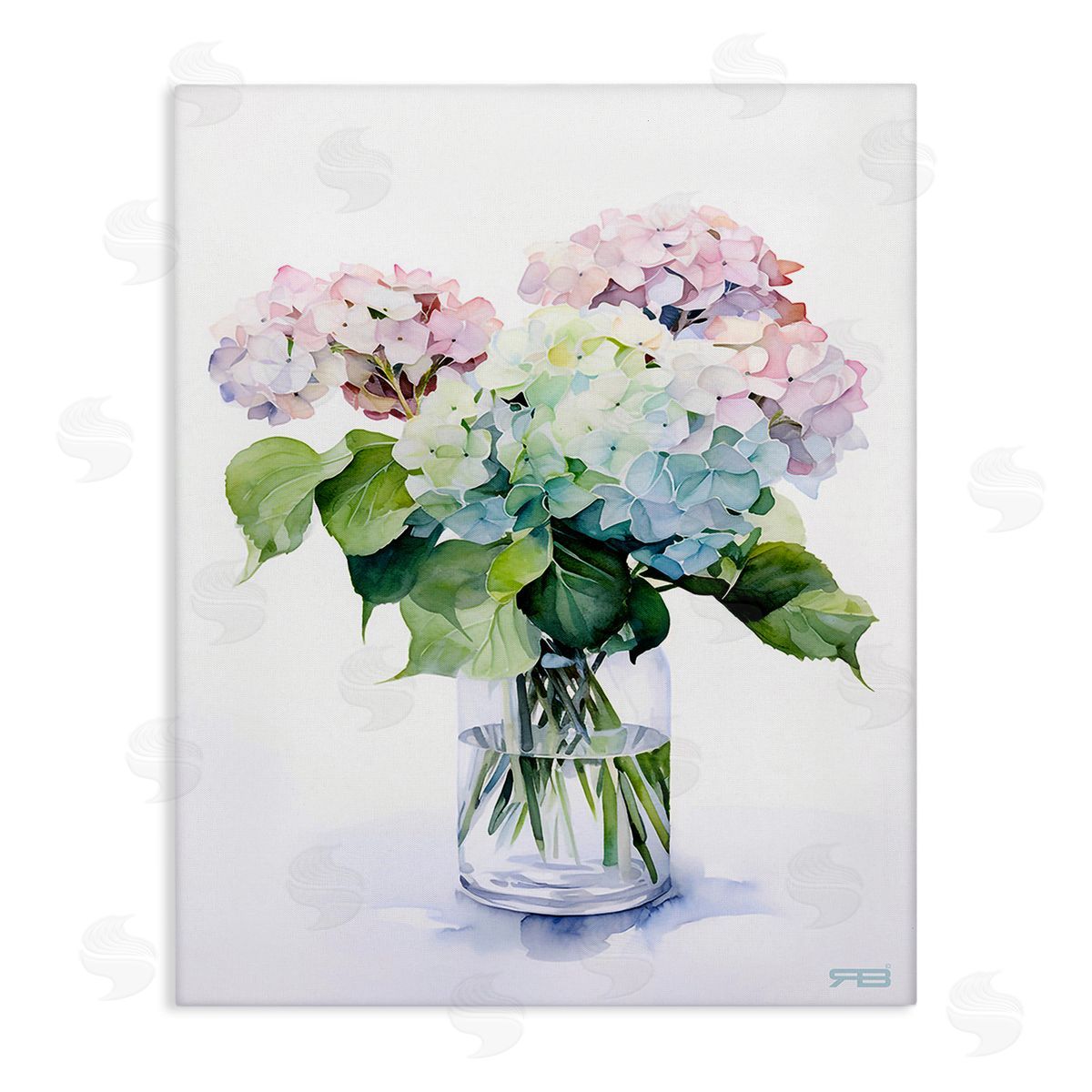 RB Ombre Hydrangea Bouquet Canvas Wall Art Print