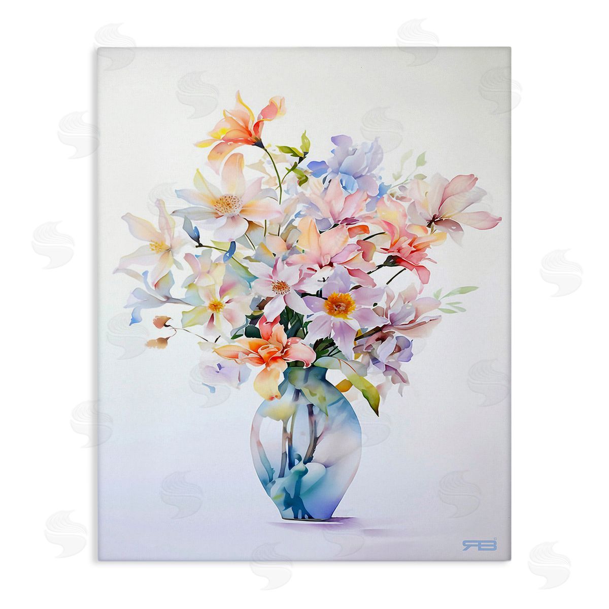 RB Minimal Mixed Bouquet Canvas Wall Art Print