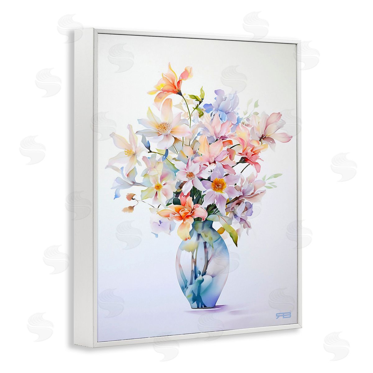 RB Minimal Mixed Bouquet White Framed Giclee Wall Art Print