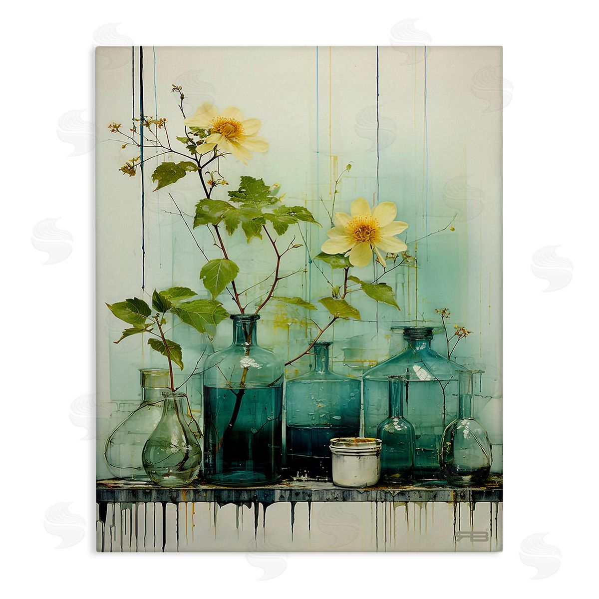 RB Modern Jars & Florals Canvas Wall Art Print