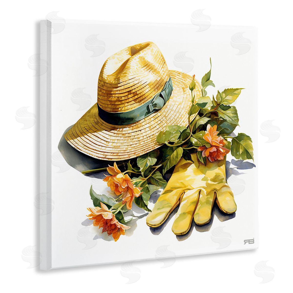 RB Floral Gardening Gear Wooden Wall Plaque Art Print