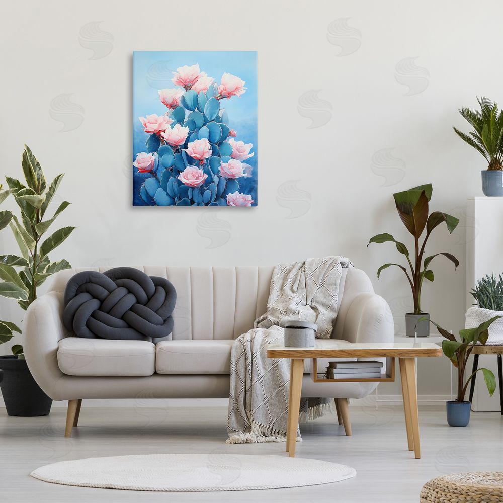 RB Cactus & Rose Blossoms Canvas Wall Art Print in Room