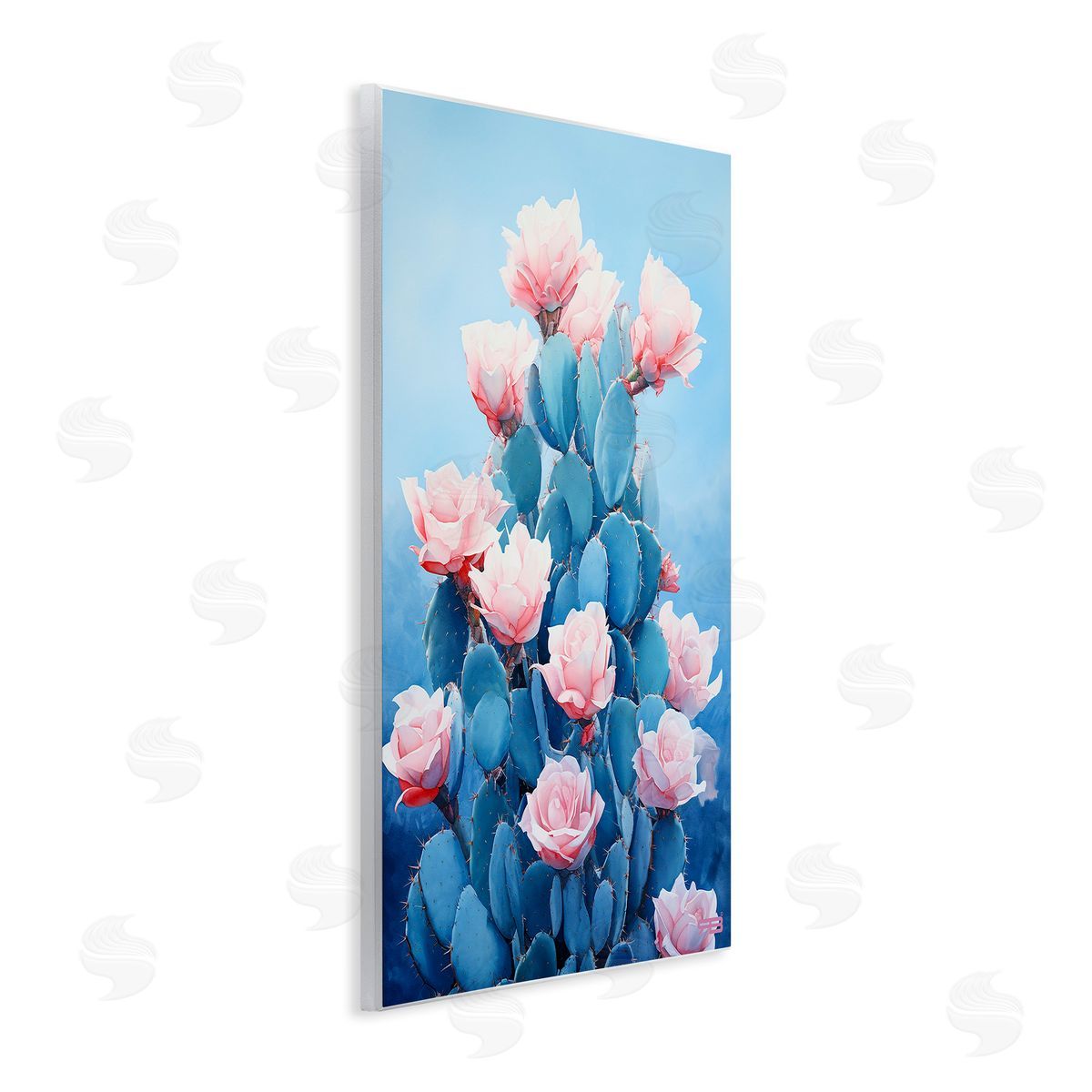 RB Cactus & Rose Blossoms Wooden Wall Plaque Art Print