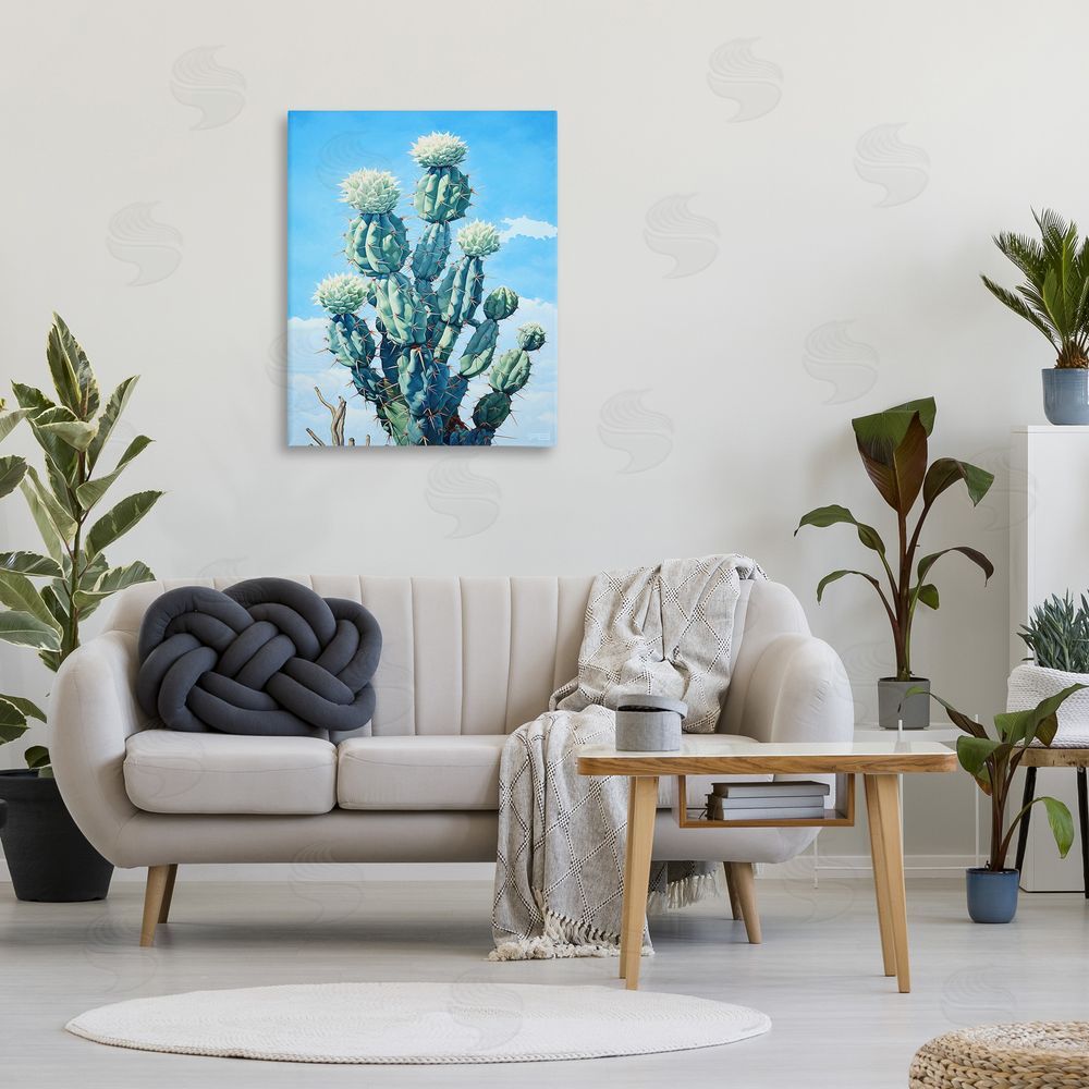 RB Cactus & Cloudy Sky Canvas Wall Art Print in Room
