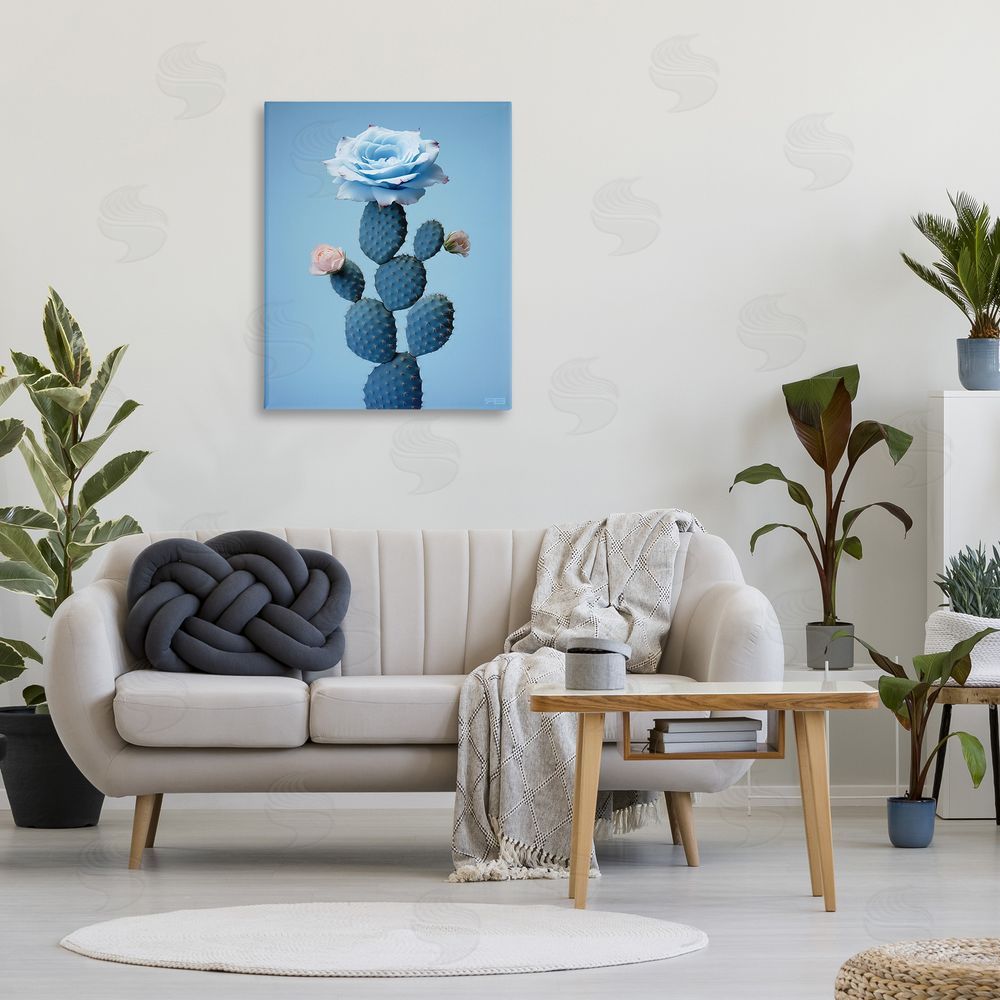 RB Blue Rose & Cactus Canvas Wall Art Print in Room
