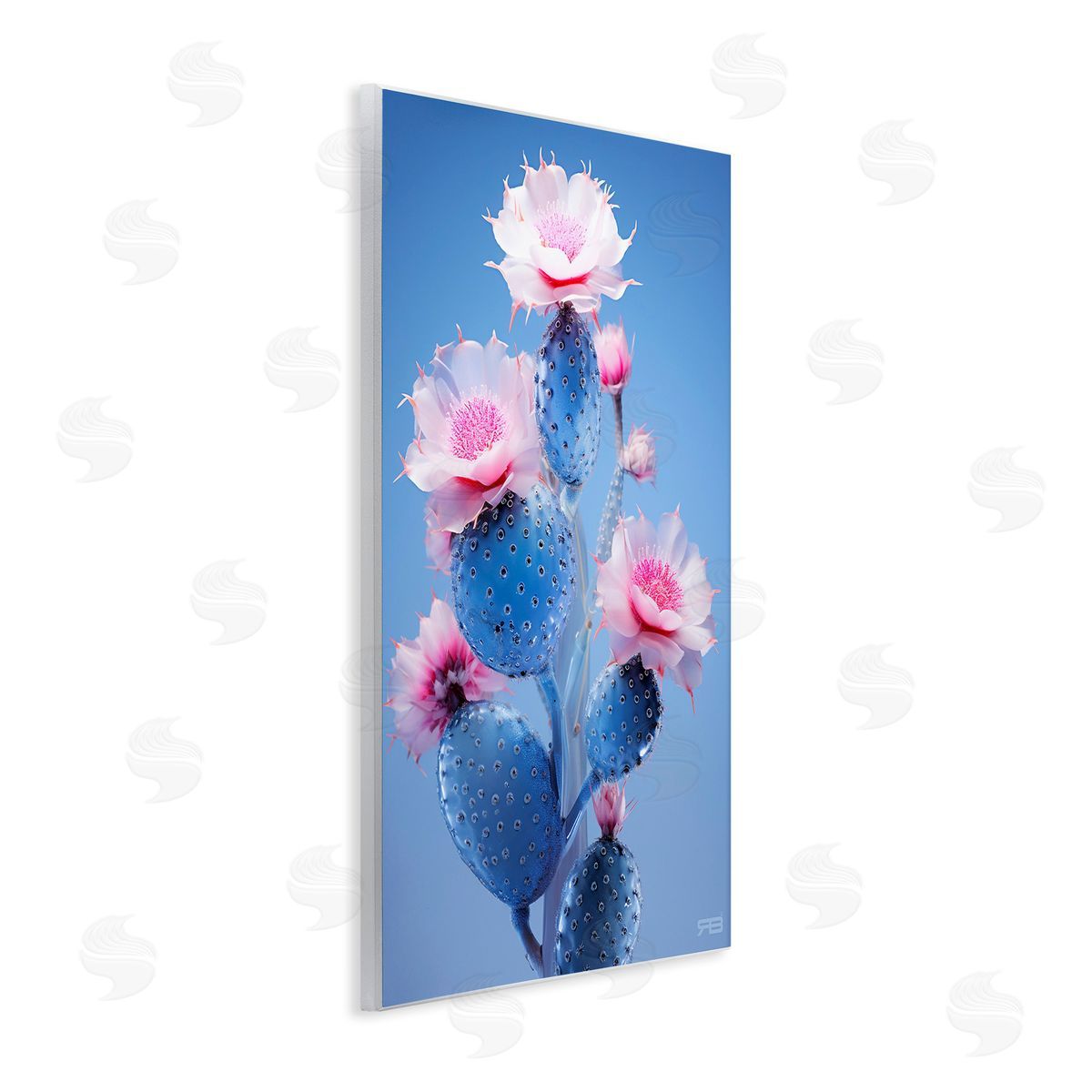 RB Prickly Cactus Flowers Wooden Wall Plaque Art Print