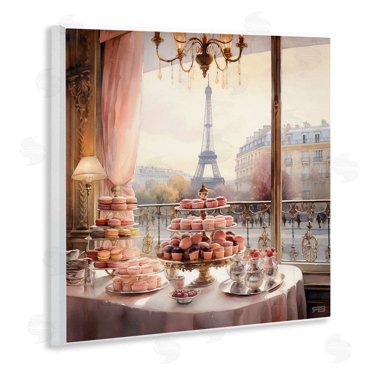 RB Parisian Desserts City View Wooden Wall Plaque Art Print