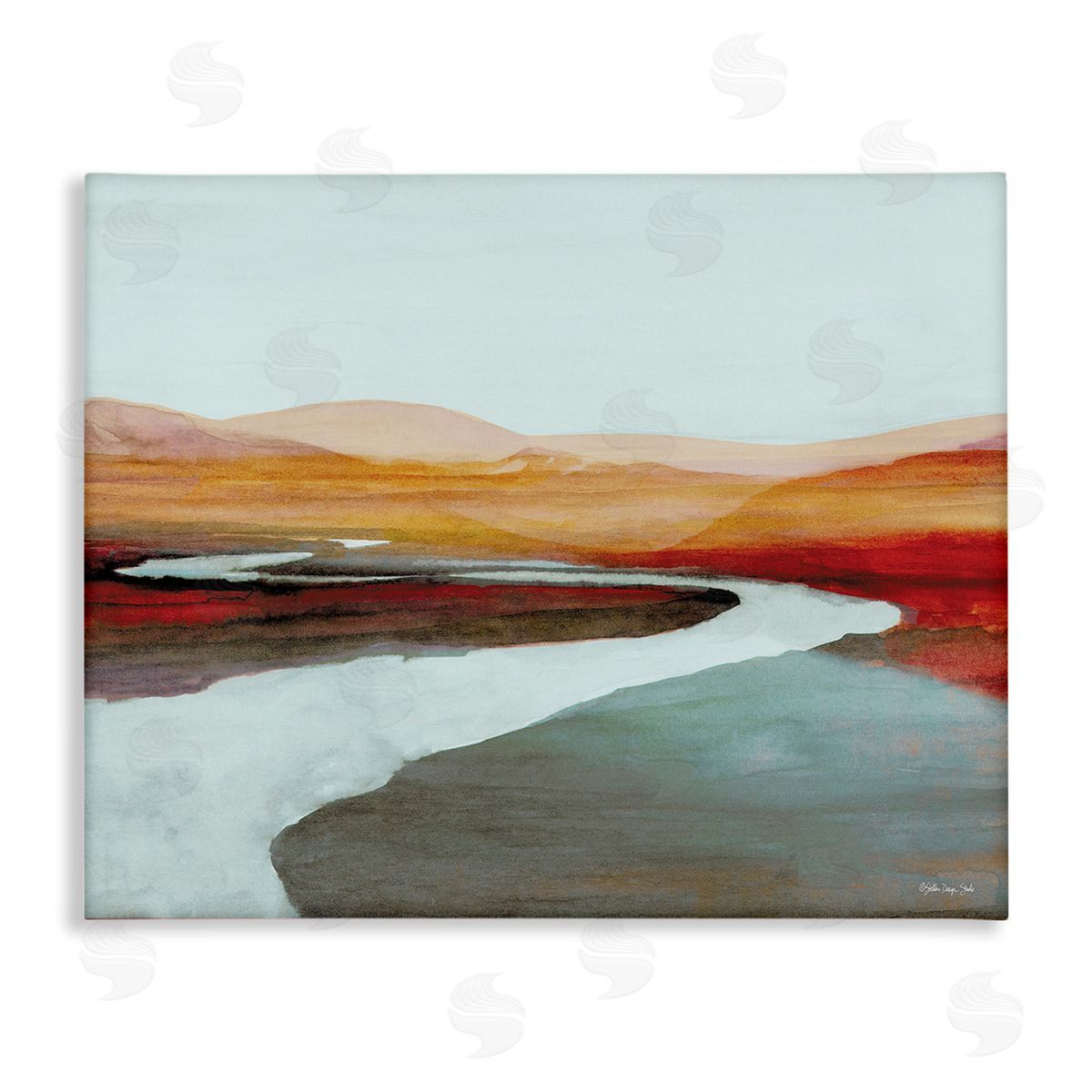 Stellar Design Studio Flowing River Landscape Canvas Wall Art Print