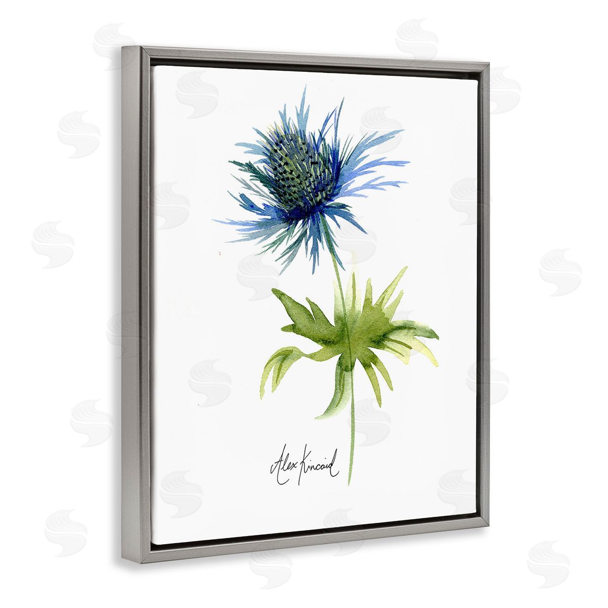 Alexandria Gilbert Kincaid Minimal Thistle Flower Gray Floating Frame Canvas Wall Art Print