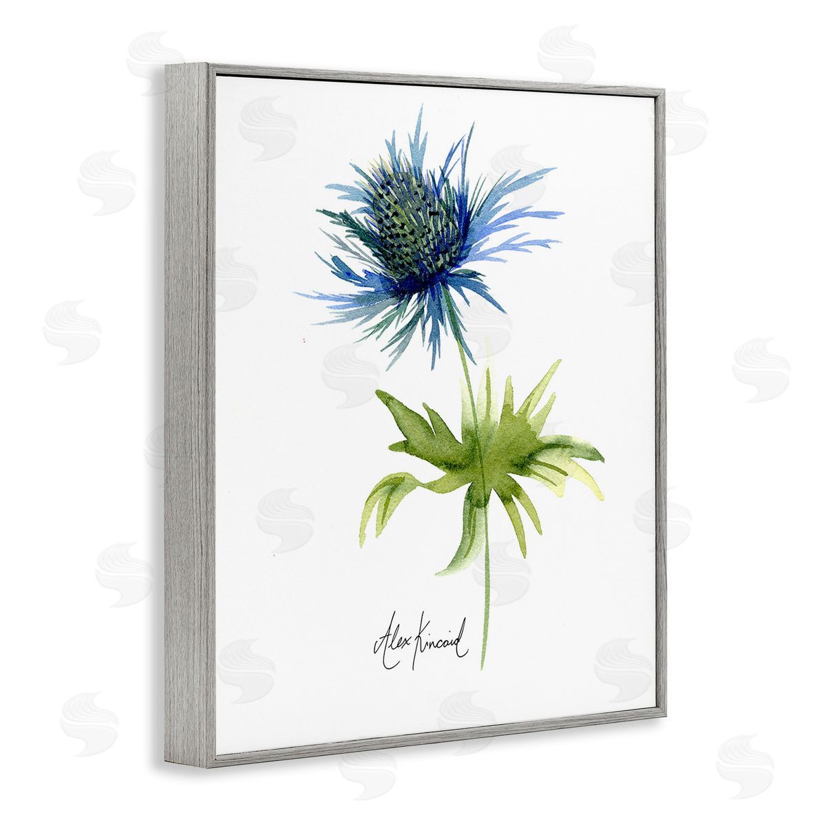 Alexandria Gilbert Kincaid Minimal Thistle Flower Gray Framed Giclee Wall Art Print