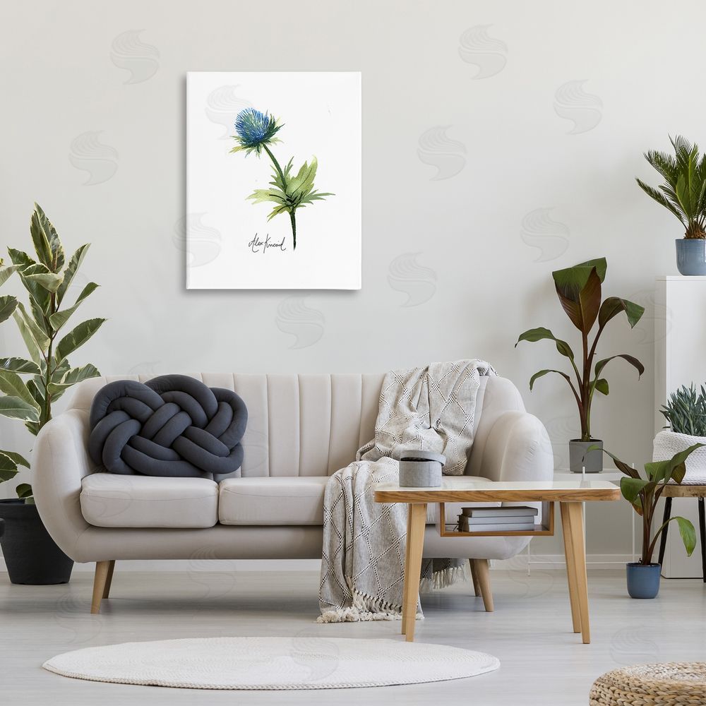 Alexandria Gilbert Kincaid Simple Thistle Watercolor Canvas Wall Art Print in Room