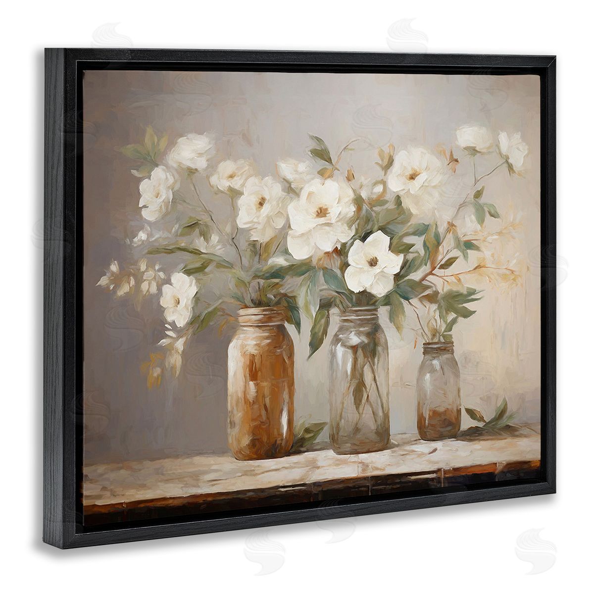Ramona Murdock Vintage Farmhouse Blooms Black Floating Frame Canvas Wall Art Print