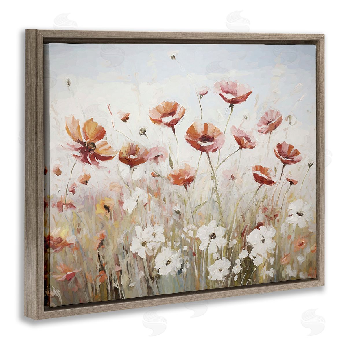 Ramona Murdock Dynamic Poppy Meadow Brown Floating Frame Canvas Wall Art Print