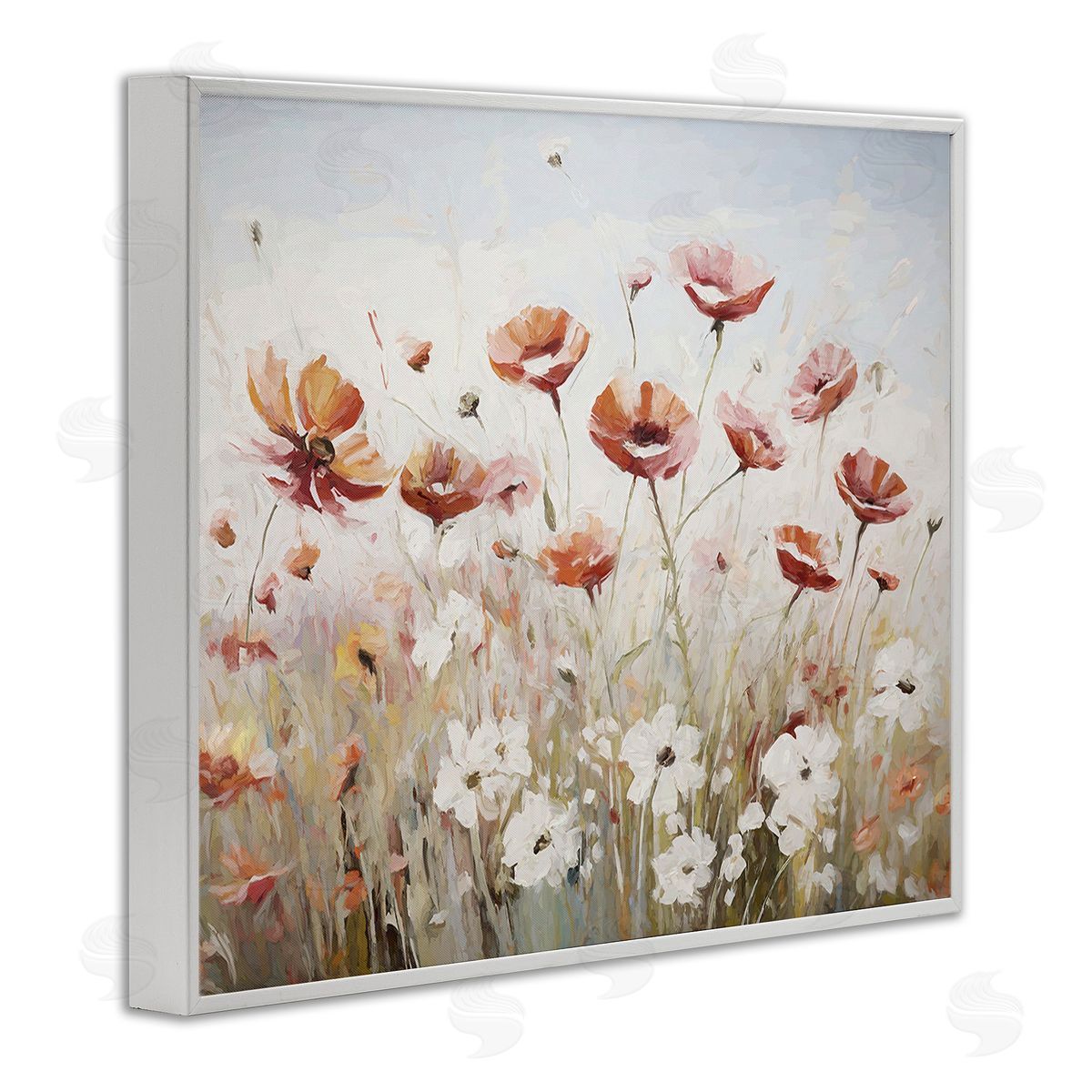 Ramona Murdock Dynamic Poppy Meadow White Framed Giclee Wall Art Print