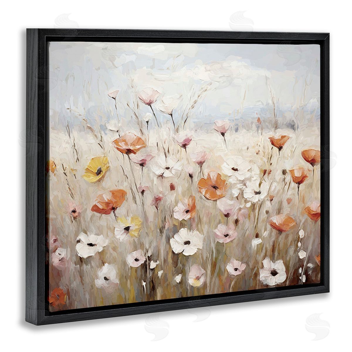 Ramona Murdock Charming Flower Meadow Black Floating Frame Canvas Wall Art Print