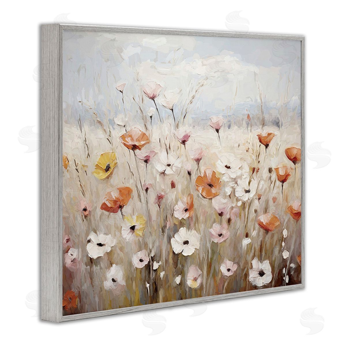 Ramona Murdock Charming Flower Meadow Gray Framed Giclee Wall Art Print