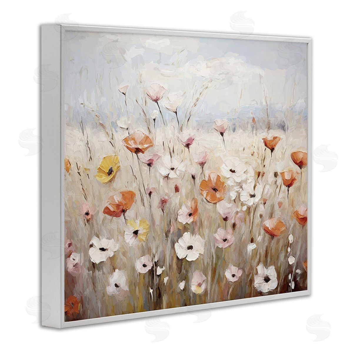 Ramona Murdock Charming Flower Meadow White Framed Giclee Wall Art Print
