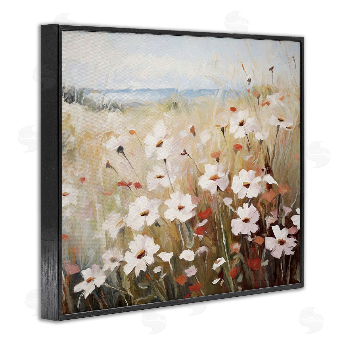 Ramona Murdock Windblown Meadow Flowers Black Framed Giclee Wall Art Print