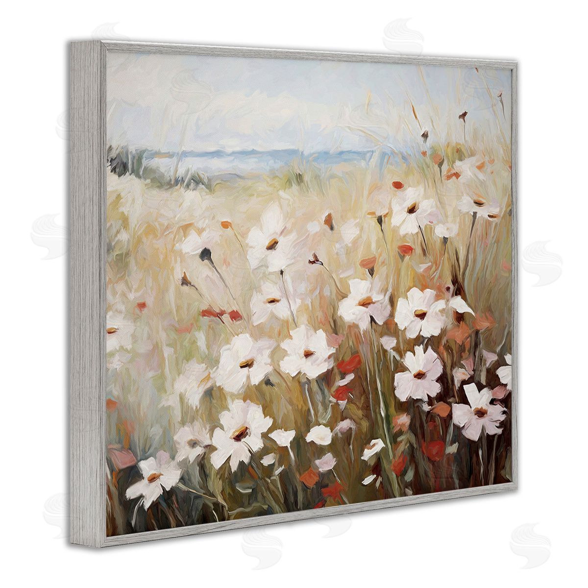 Ramona Murdock Windblown Meadow Flowers Gray Framed Giclee Wall Art Print