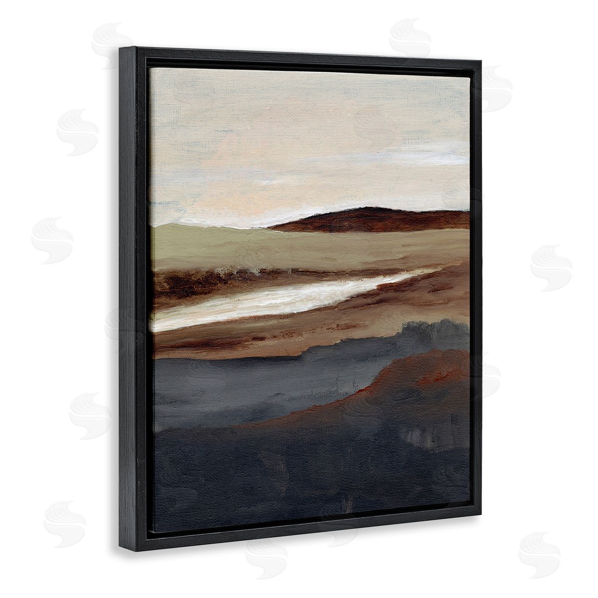 Nikita Jariwala Rustic Hills Abstraction Black Floating Frame Canvas Wall Art Print
