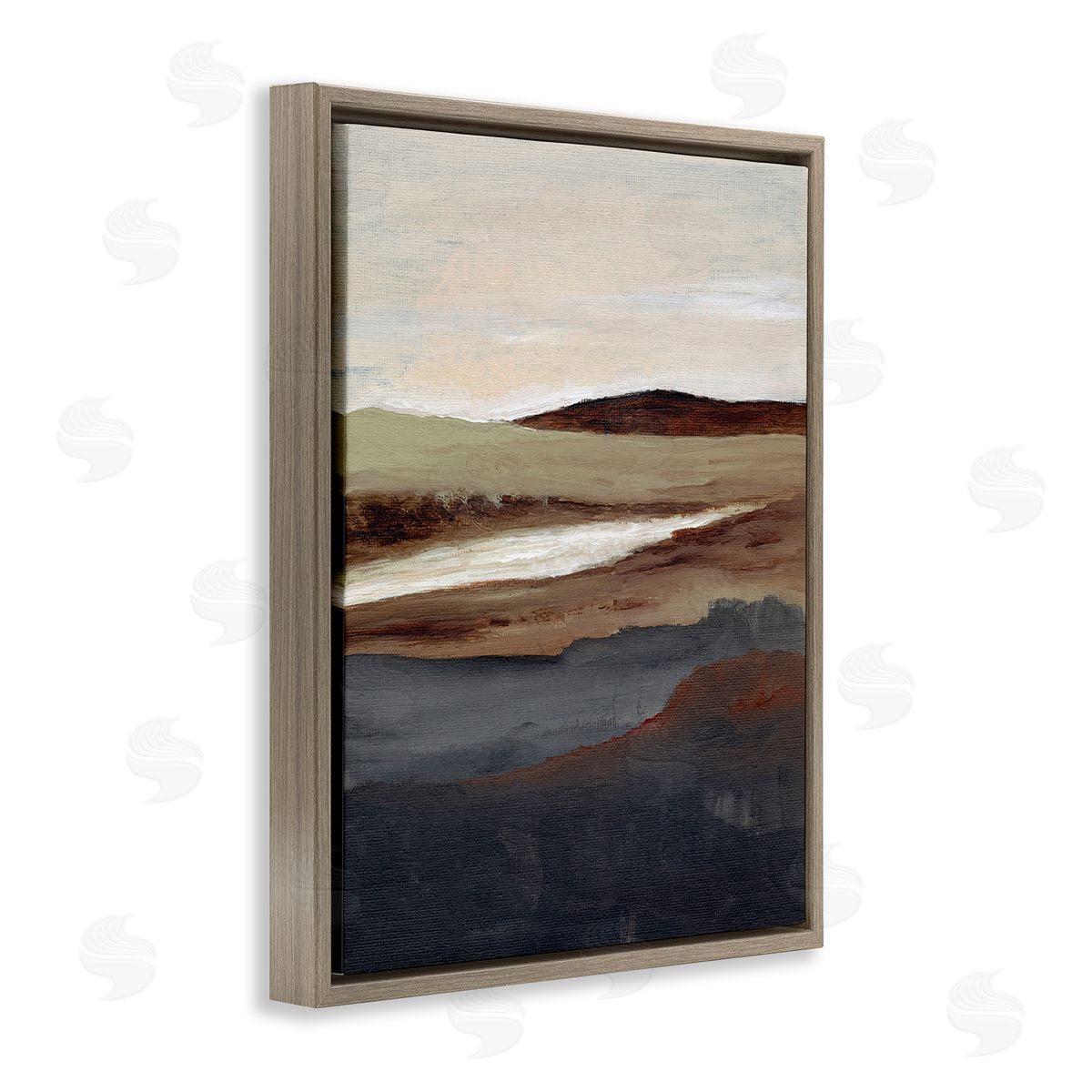 Nikita Jariwala Rustic Hills Abstraction Brown Floating Frame Canvas Wall Art Print