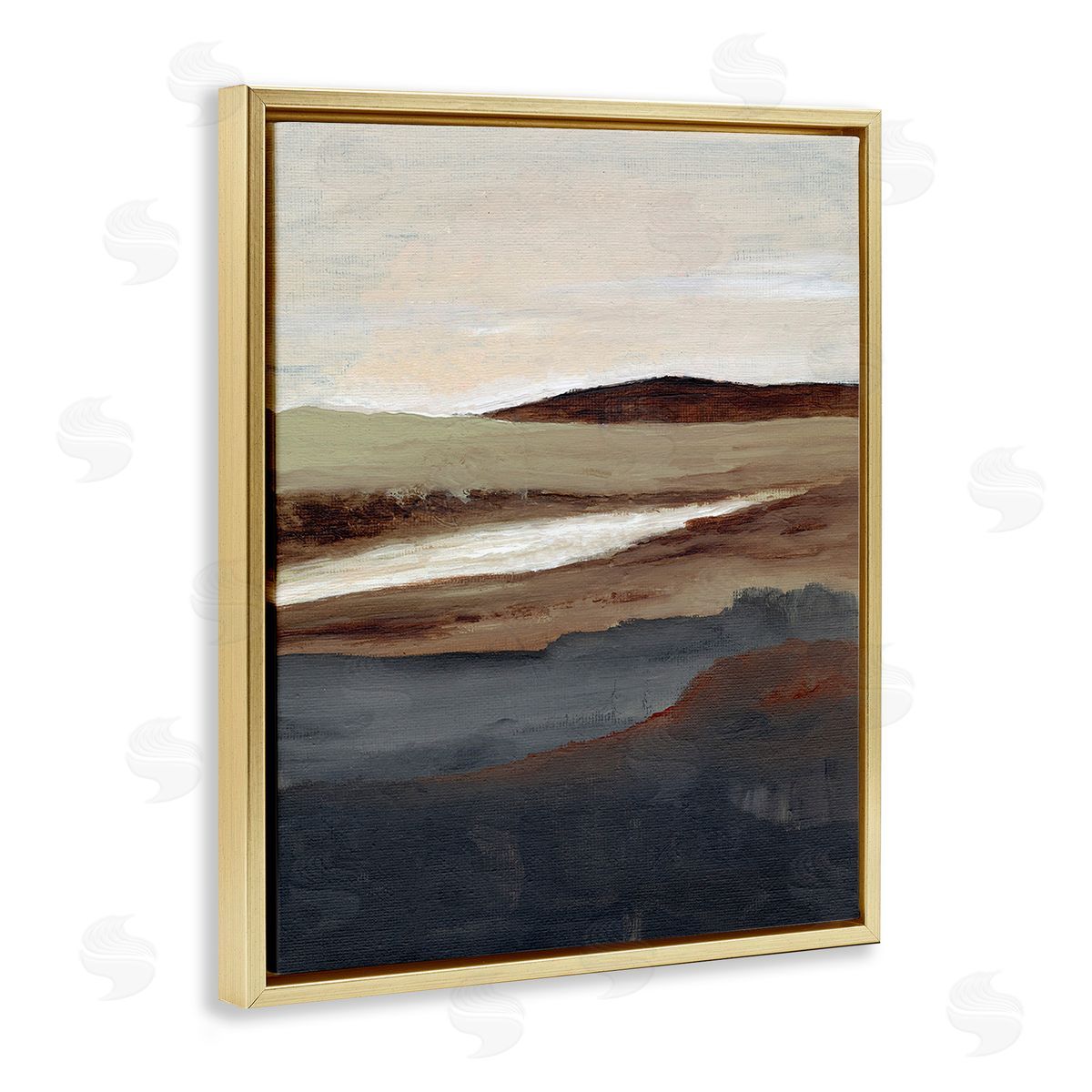 Nikita Jariwala Rustic Hills Abstraction Gold Floating Frame Canvas Wall Art Print