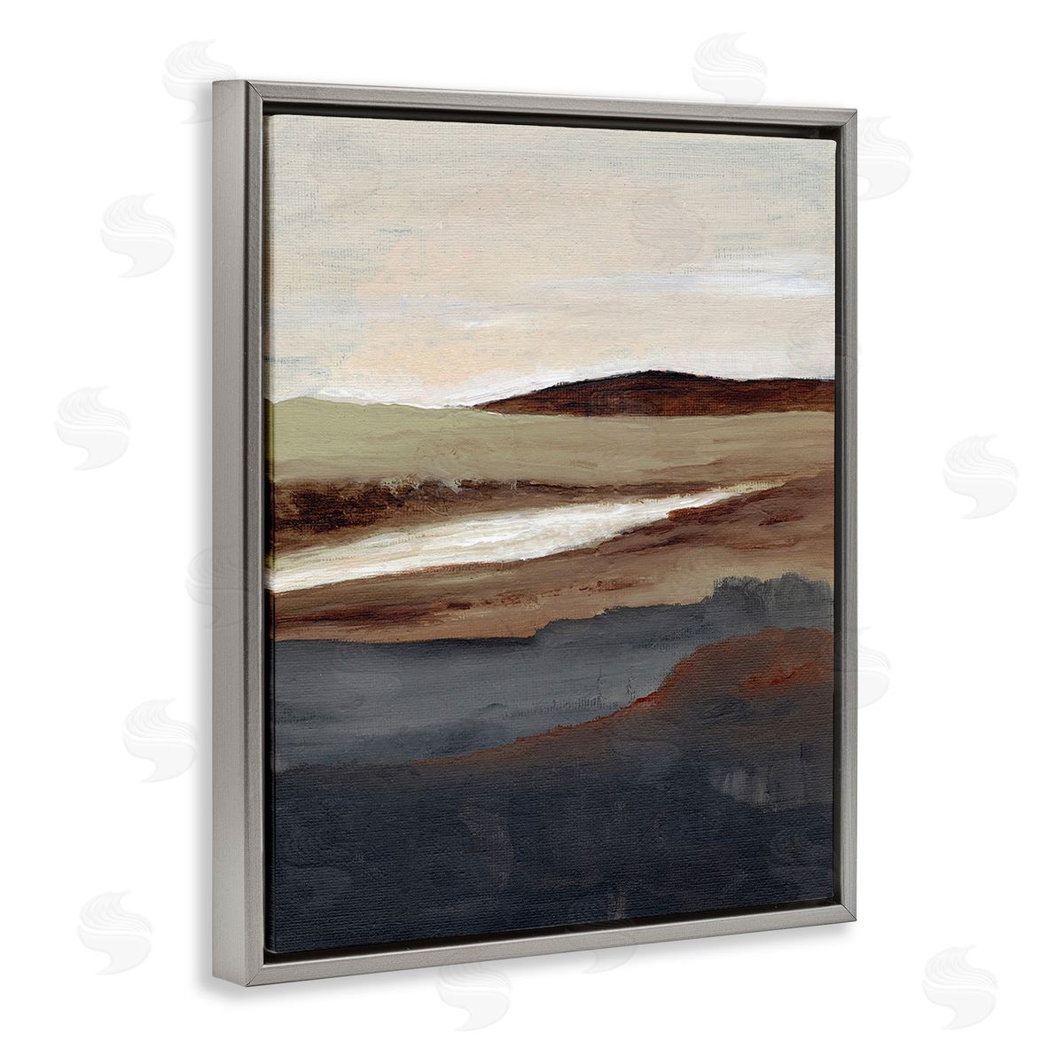 Nikita Jariwala Rustic Hills Abstraction Gray Floating Frame Canvas Wall Art Print