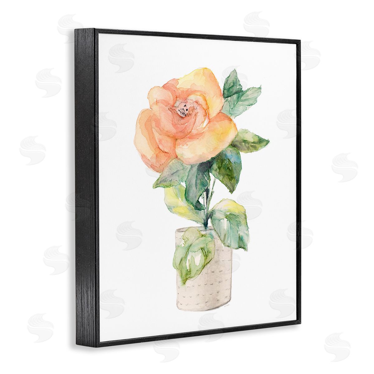 Lanie Loreth Rose Sprig in Planter Black Framed Giclee Wall Art Print