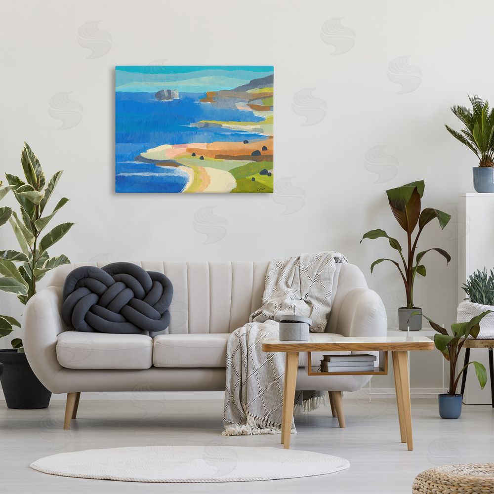 Jan Weiss Modern Coastal Inlets Canvas Wall Art Print in Room