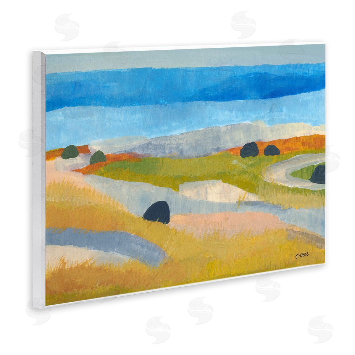 Jan Weiss Abstract Grassland & Beach Wooden Wall Plaque Art Print