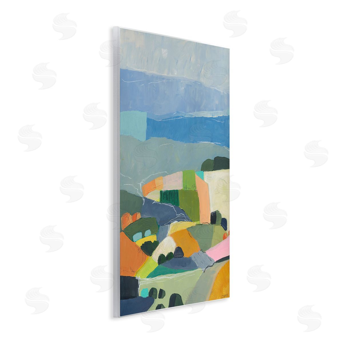 Jan Weiss Farmland Shapes Abstraction Wooden Wall Plaque Art Print