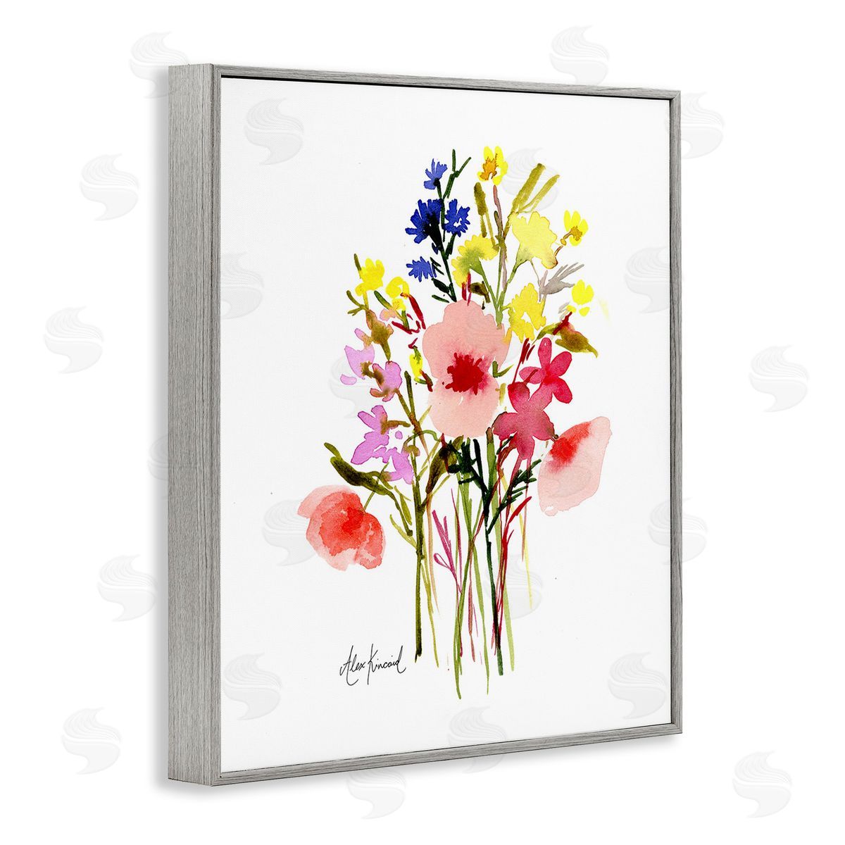 Alexandria Gilbert Kincaid Bold Cottage Bunches Gray Framed Giclee Wall Art Print