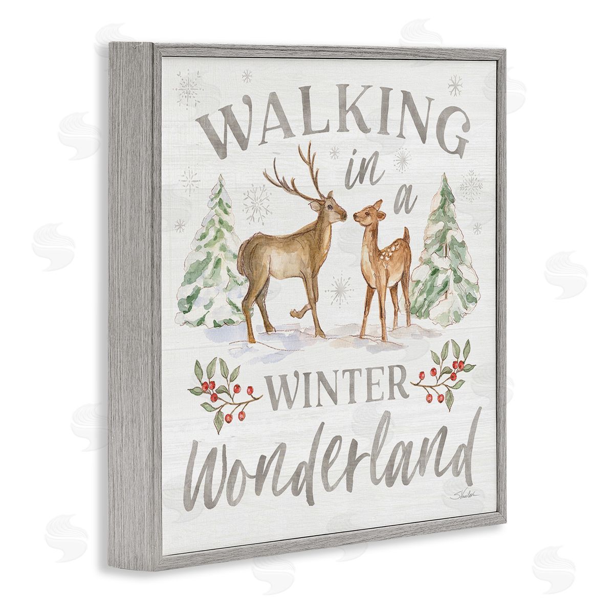 Silvia Vassileva Winter Wonderland Snow Scene Gray Framed Giclee Wall Art Print